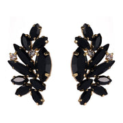Rhinestone and Diamante Geometric Design Stud Earrings in Black