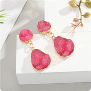 Resin imitation quartz drop earrings in pink