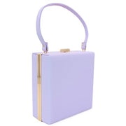 Square Vegan Leather Hard Clutch with Gold Hardware in Lilac