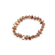 Varied pebble design Stretch bracelet for easy fit Plated metal in Rose gold