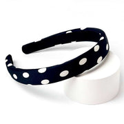 Black Satin padded headband with Spot design