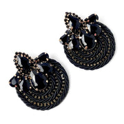 Rhinestone stud earrings Featuring chord and diamante detainling in Black