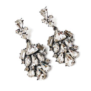 Clear coloured Rhinestone and diamante drop earrings Set in vintage silver tone alloy
