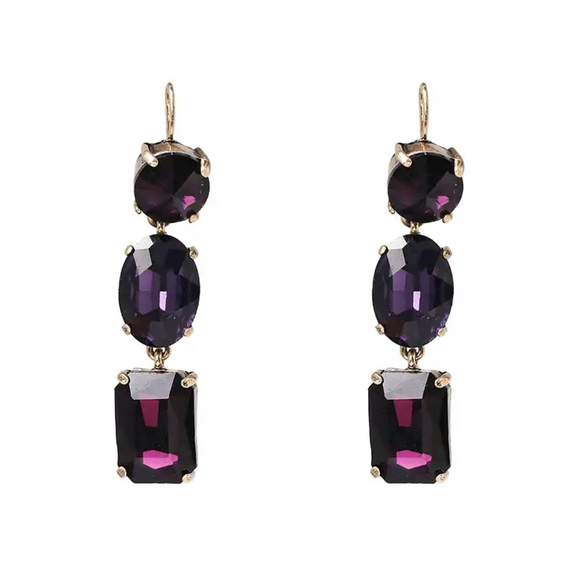 Vintage Purple Rhinestone and Drop shops Earrings