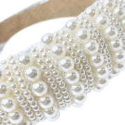Close up of Pearl Headband Small and large pearl detail