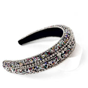 Black Velvet Padded Headband Embellished in colourful Diamante