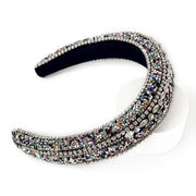 Black Velvet Padded Headband Embellished in colourful Diamante