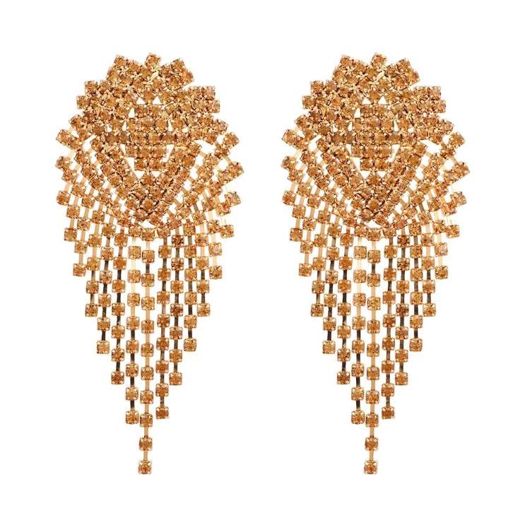 Large diamante Drop Statement Earrings in Gold